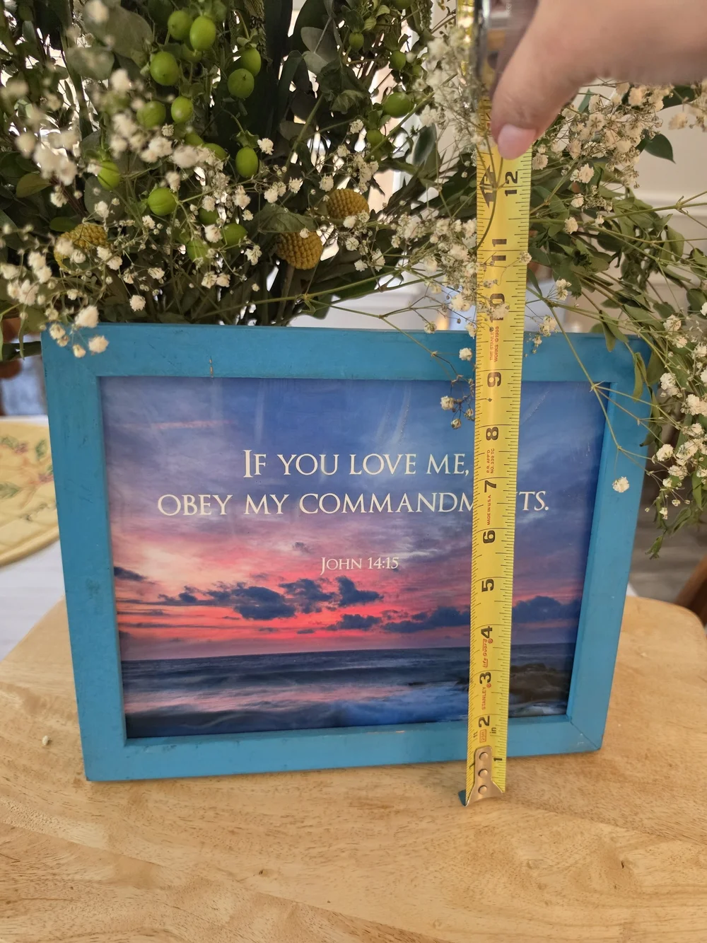 Turquoise Coastal Scripture Picture Frame - John 14:15